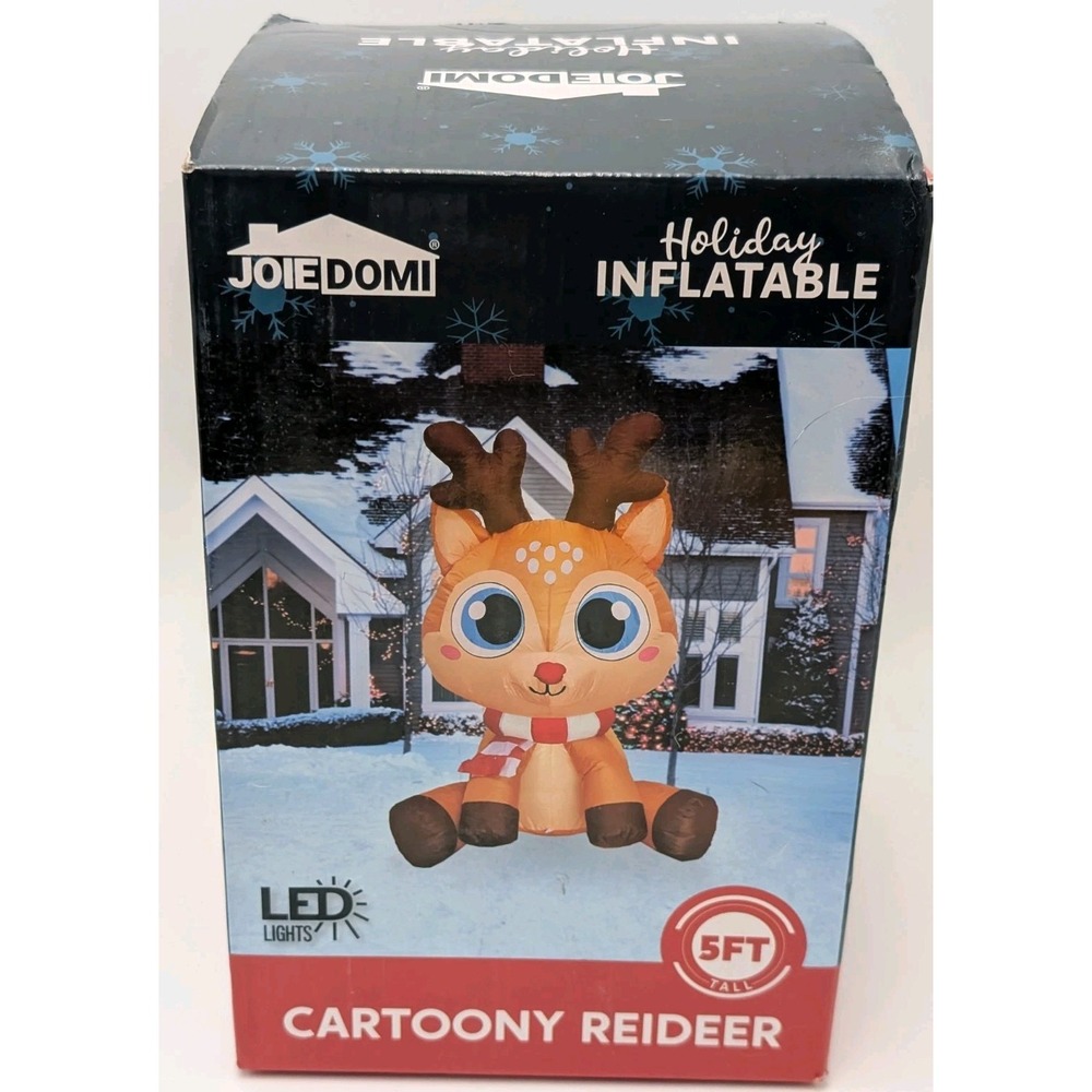 5FT Inflatable Reindeer with LED Lights, Cute Christmas Deer‎ Yard Decoration